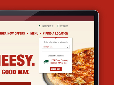 Pizza Website concept dropdown food interface navigation pizza ui web website widget