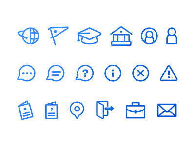 Icon Set briefcase college exit globe icons mail messages professional profile sign out speech