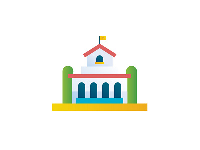 University building college education elearning gradient icon illustration trees flag university