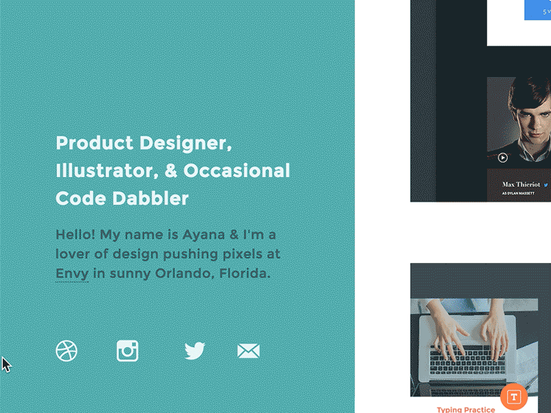 New Portfolio Site: CSS Animations animation contact css front end gif icons motion portfolio social web design