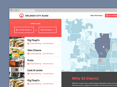 Orlando City Guide app city data icons map orlando visualization web design