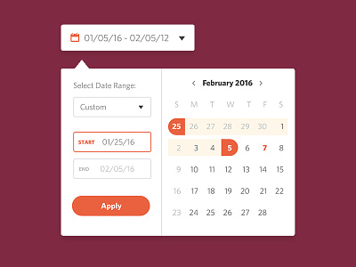 Date Picker button calendar custom date dropdown ui