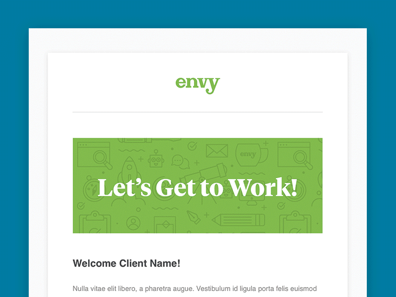 Envy Welcome Email avatar basecamp email gif github helvetica icon illustration invision team template