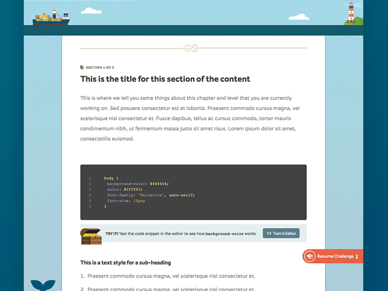 Nautical Course Theme code course editor education elearning nautical sea treasure whale