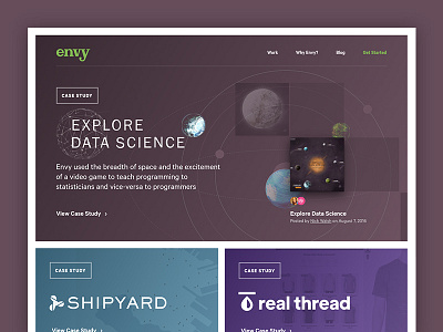 New Envy Website! case study data envy feature planets portfolio science website work
