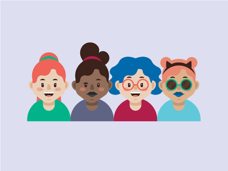 Girls Girls Girls character happy smile lips hair glasses cool illustration girl