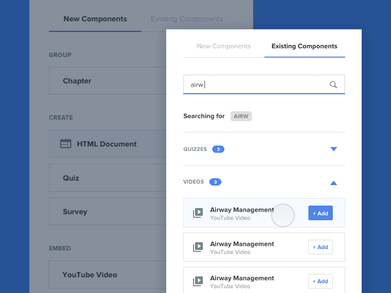 Add Components add button component interface prototype search ui