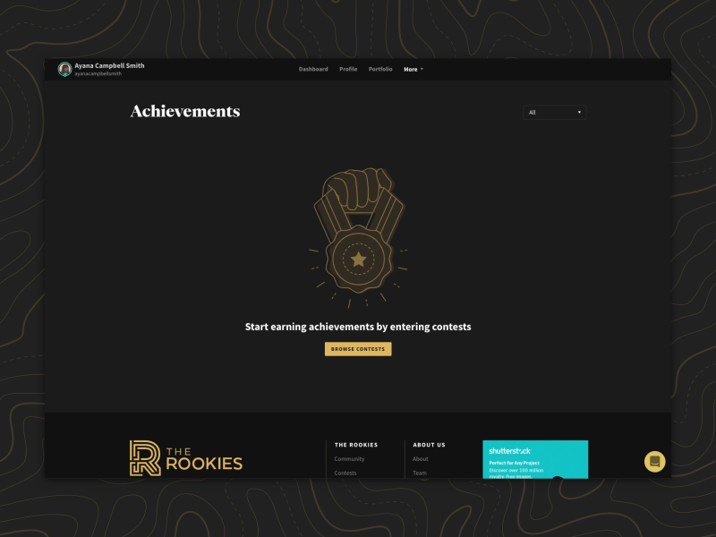 The Rookies: Empty State🏅 achievement animation award dark empty state hands medal profile quase web design website
