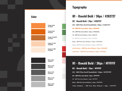 Color and Typography black color design system ibm plex interface design orange oswald style style guide typography web design