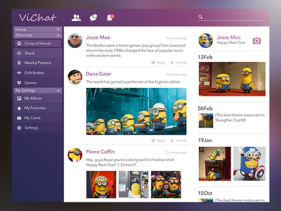 Vichat Concept app chat flat ios7 ipad social