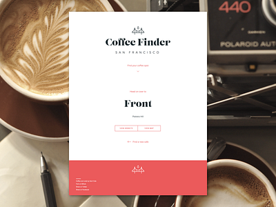 Coffee Finder SF clean coffee minimal responsive design web design website whitespace