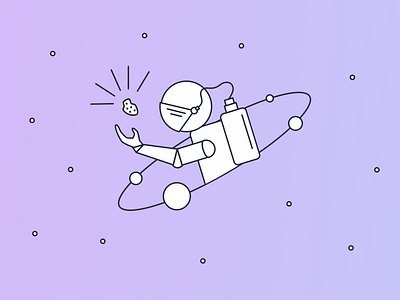 Spacing Out astronaut illustration line art planets space stars