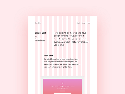 Simple Grid Case Study css grid layout pink portfolio product design web design web development website
