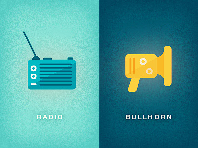 Icons with color blue bullhorn color flat flat icons icons imm noise radio teel yellow