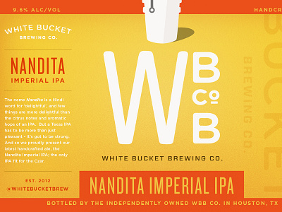Nandita IPA beer beer label brand identity logo red texture wbbco white bucket yellow