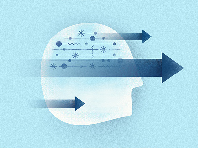 Forward Thinking arrows blue editorial spot illustration texture thinking