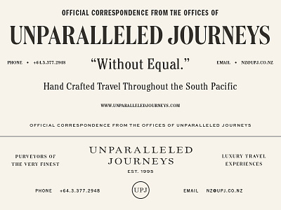 UPJ Type & Letterhead identity letterhead new zealand stationery travel typography