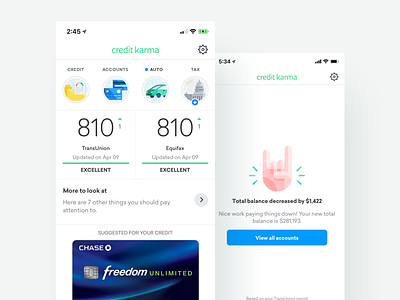 Native Dashboard credit credit karma credit score dashboard finances financial app illustrations product ui