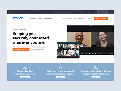 Zoom Concept - Video Conferencing call colors concept covid 19 design homepage ui ux video web design website zoom