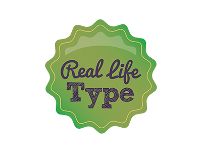 Real Life Type badge green logo typography