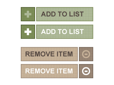Add/Remove Buttons add to list brown buttons forest remove item ui