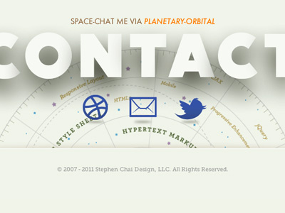 New Portfolio, Contact Screenshot contact icon space stars typography web design web font
