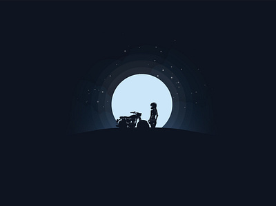 hill moon design girl illustration illustration design illustrator royalenfield vector