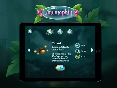 Anemophily (fake game UI) game interface mobile ui