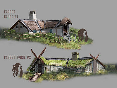 House in forest 2d concept game concept