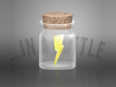 Lightning in a bottle bottle cork glass glassy icon illustration lightning reflection shiny texture