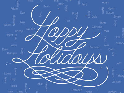 Happy Holidays blue calligraphy flourish hand lettering holidays lettering