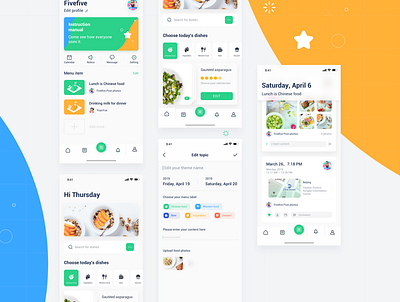 food plan app design colorful flat design design illustration ios app design iphonex logo ui interface ui kit ux