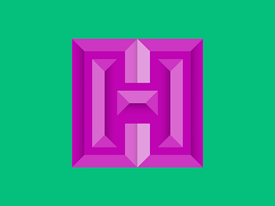36 days of type H bevel block custom gradient green illustrator layer letter lettering pink shape symbol type typography