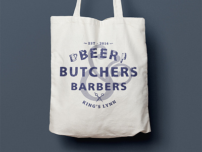 Beer, Butchers & Barbers Tote bag ale bag barber beer butcher logo tote vintage