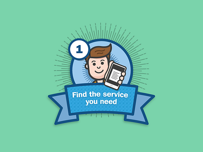 WIP Online self service illustration badge banner character online service