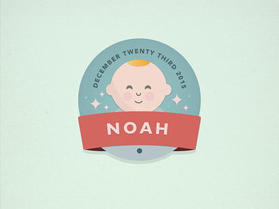 Noah V2 baby badge boy cartoon character simple