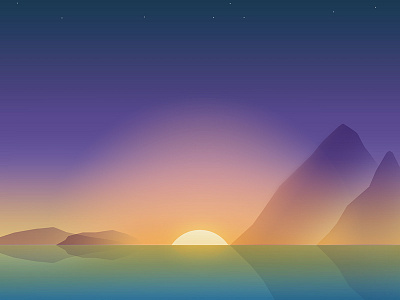 WIP Sunset gradient mountain ocean scenery sea soft