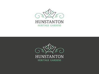 Hunstanton Heritage Gardens logo v2 classic crown flat floral icon identity logo serif symbol vintage