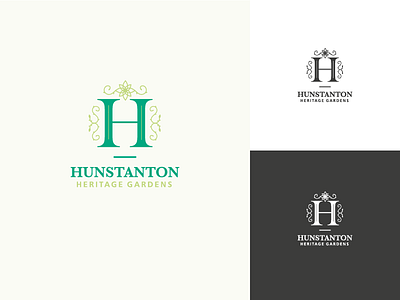 Hunstanton Heritage Gardens logo v3 classic floral h icon identity letter logo serif symbol typography vintage