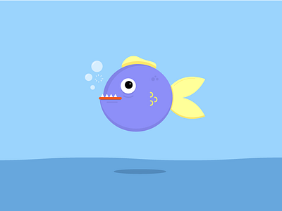 Fish cartoon character cute flat fun ocean sea simple