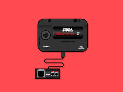 Sega Master System II 8 bit console flat games gaming illustration nintendo play simple sonic video