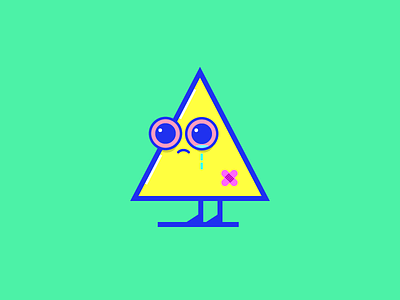 I am a Triangle bright cartoon character cute flat injured kids minimal sad shape simple upset