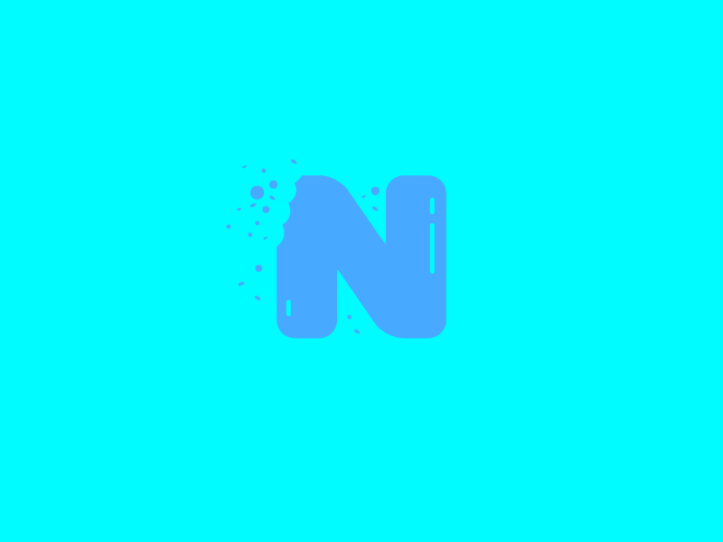 #Typehue Week 14: N crumbs simple flat eat chomp bite nibble food soft blue letter typography