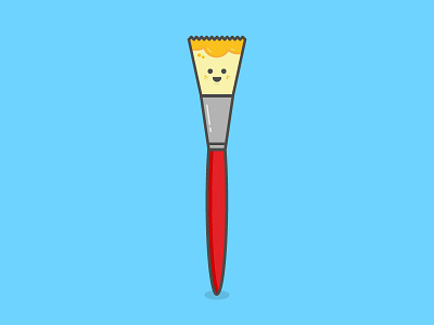 Little paint brush art character cute design fun ginger icon illustration paint