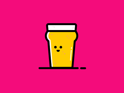 Friday night beer alcohol character cute drink flat glass icon illustration pint simple vector weekend