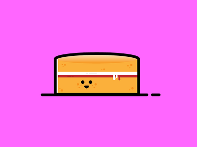 Victoria afternoon tea cake cartoon character cute flat fun icon illustration simple tea victoriasponge