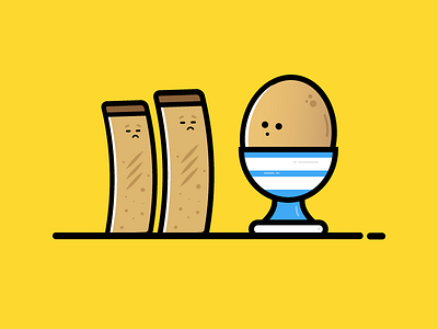Dippy Egg & Soldiers breakfast character cute design flat food fun icon illustration simple toast