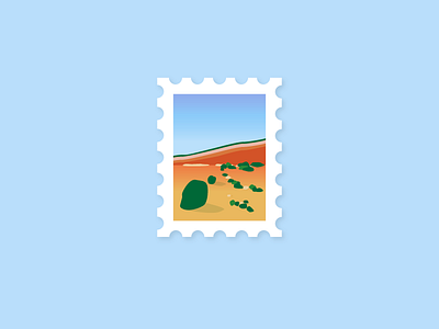 Seaside Stamp beach cliffs flat holiday illustration post sand sea stamp sun travel vacation