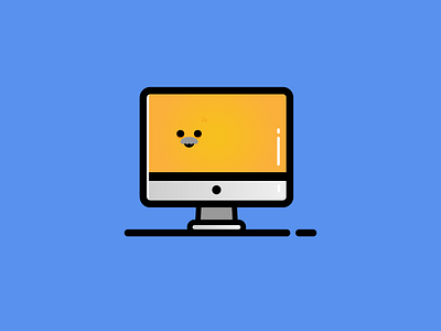 My old iMac character characterdesign computer cute design elderly flat icon illustration illustrator imac vector