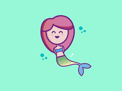 Mermaid character sticker birthday character cute design fish fun happy illustration illustrator sticker